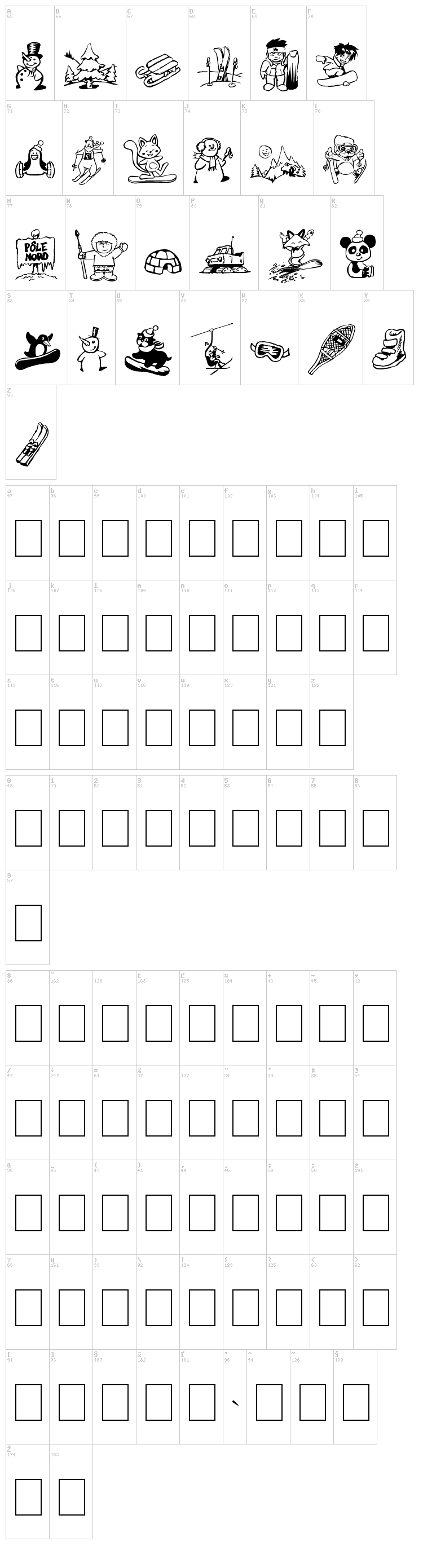 Winter Days font map